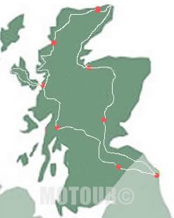Streckenkarte Motorradreise im hohen Norden Schottlands