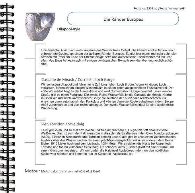 Roadbook Beispiel Routenbeschreibung für ein Tag Motorurlaub