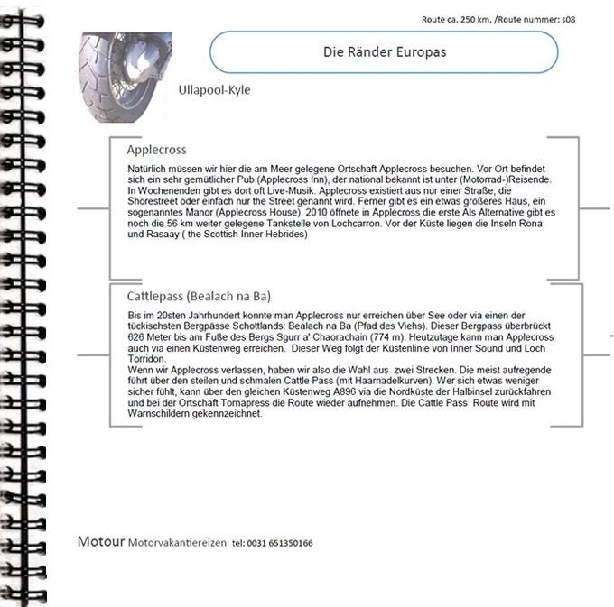 Roadbook Beispiel zwei Routenbeschreibung für ein Tag Motorurlaub